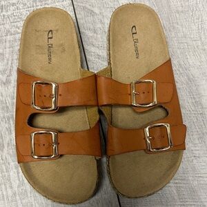 CL by Laundry Brown Double Buckle Sandals